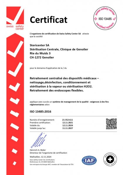 Certificat ISO Genolier